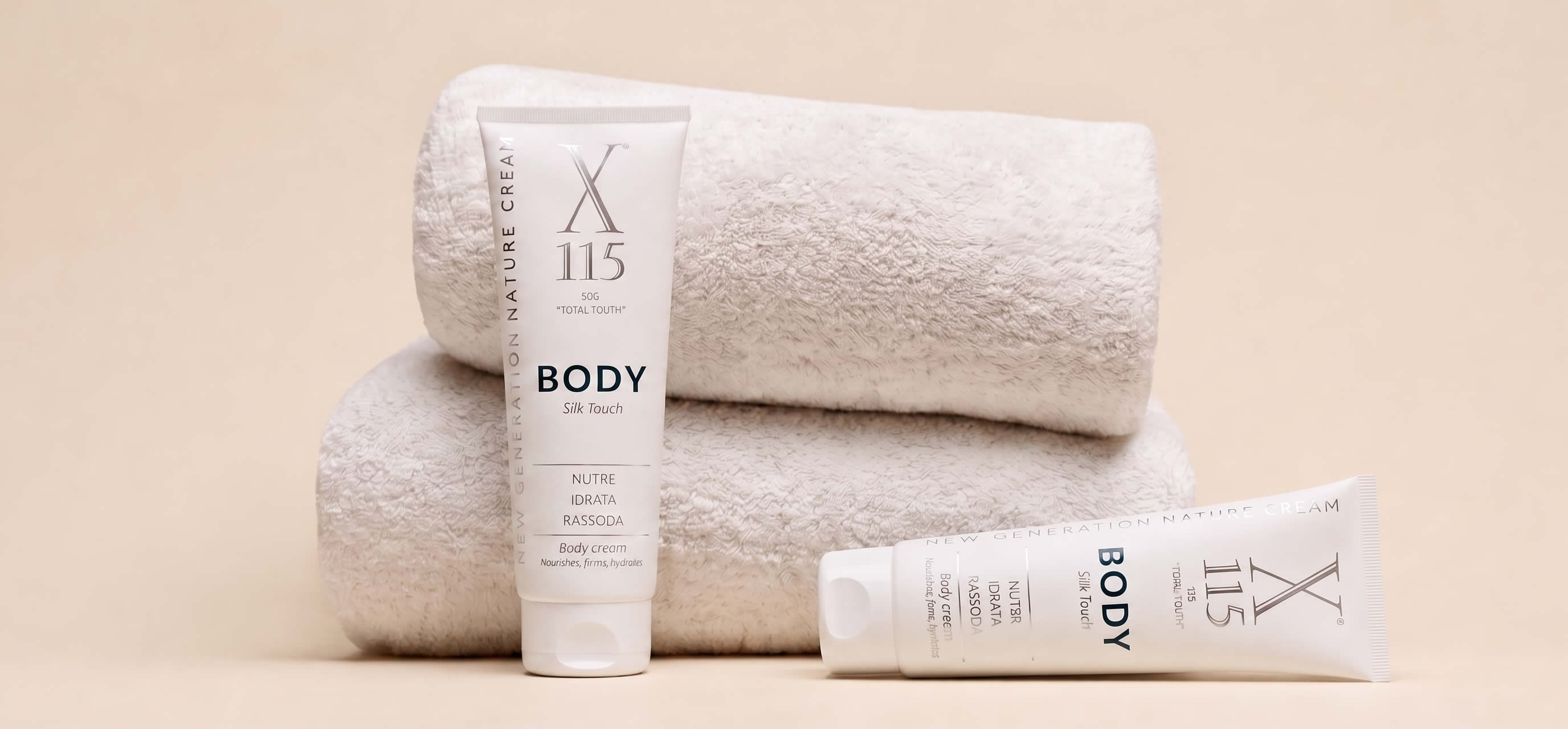 X115 Body crema corpo con asciugamani