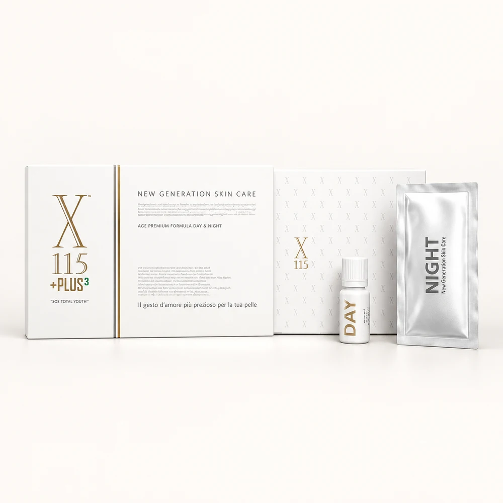 Ricostruzione X115 +PLUS3 con tre fonti di collagene, flaconcino DAY e bustina NIGHT