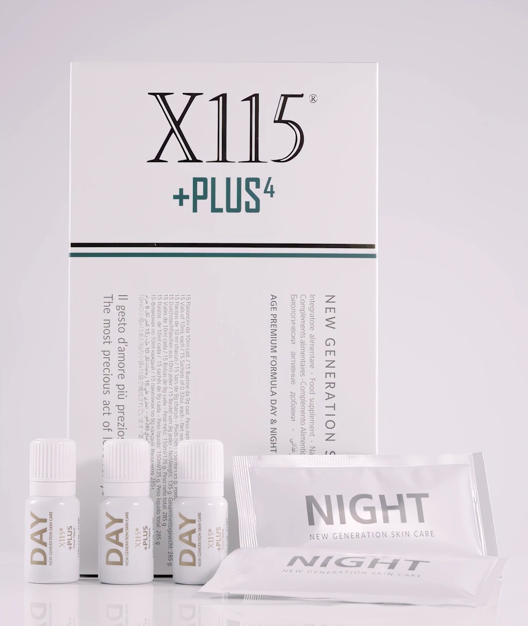 Cofanetto X115 +PLUS4 con flaconcini DAY e bustine NIGHT
