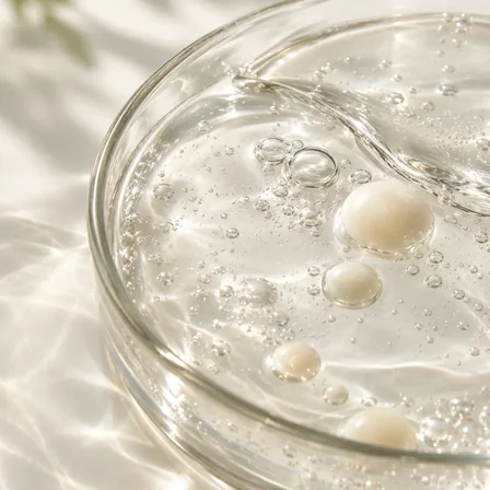 Gel trasparente che rappresenta l'acido ialuronico
