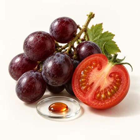 Uva e pomodoro, immagini evocative di resveratrolo e licopene